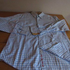 Robert Graham Geometric Blu 100% Cotton LG Men's S